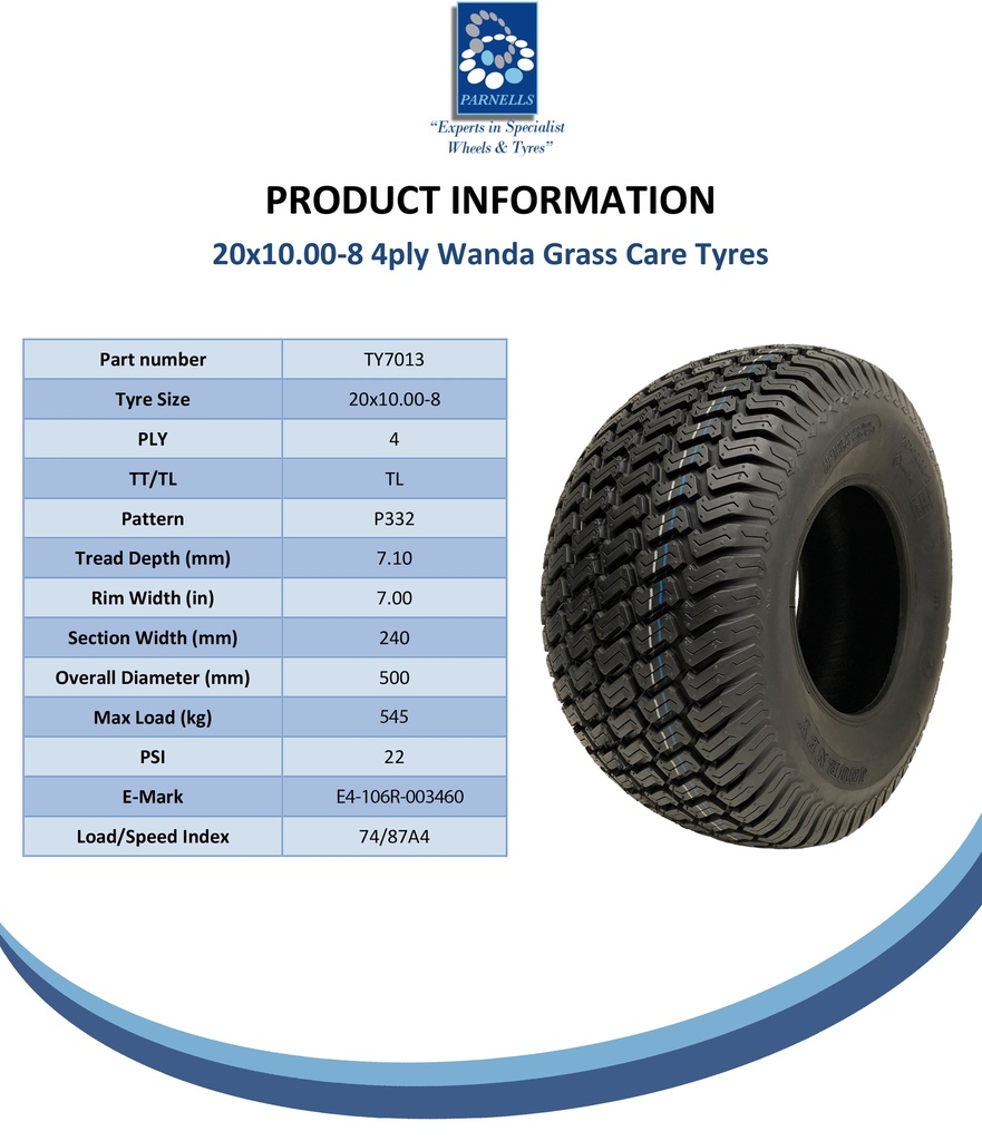 20x10.00-8 P322 Tyre Spec Sheet