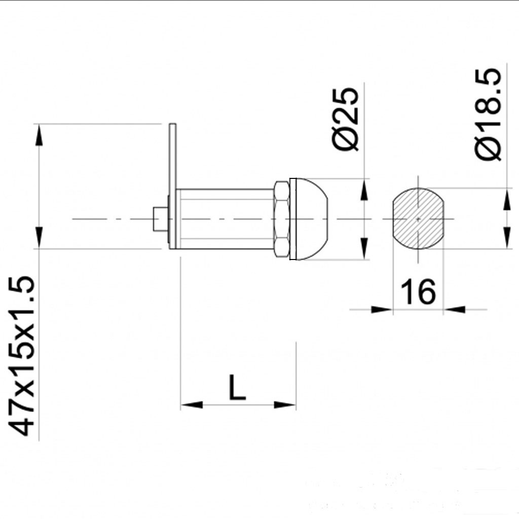 Cylinder cam lock (20mm thread length) - Data