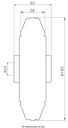 Wheel series 160mm grey rubber on polypropylene centre 20mm bore hub length 60mm plain bearing 135kg - Wheel dimensions
