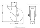 300 series 100mm swivel top plate 100x80mm castor with black rubber on pressed steel centre roller bearing wheel 90kg - Castor dimensions