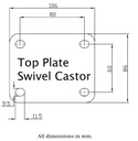 322 series 125mm swivel top plate 106x86mm - Plate dimensions