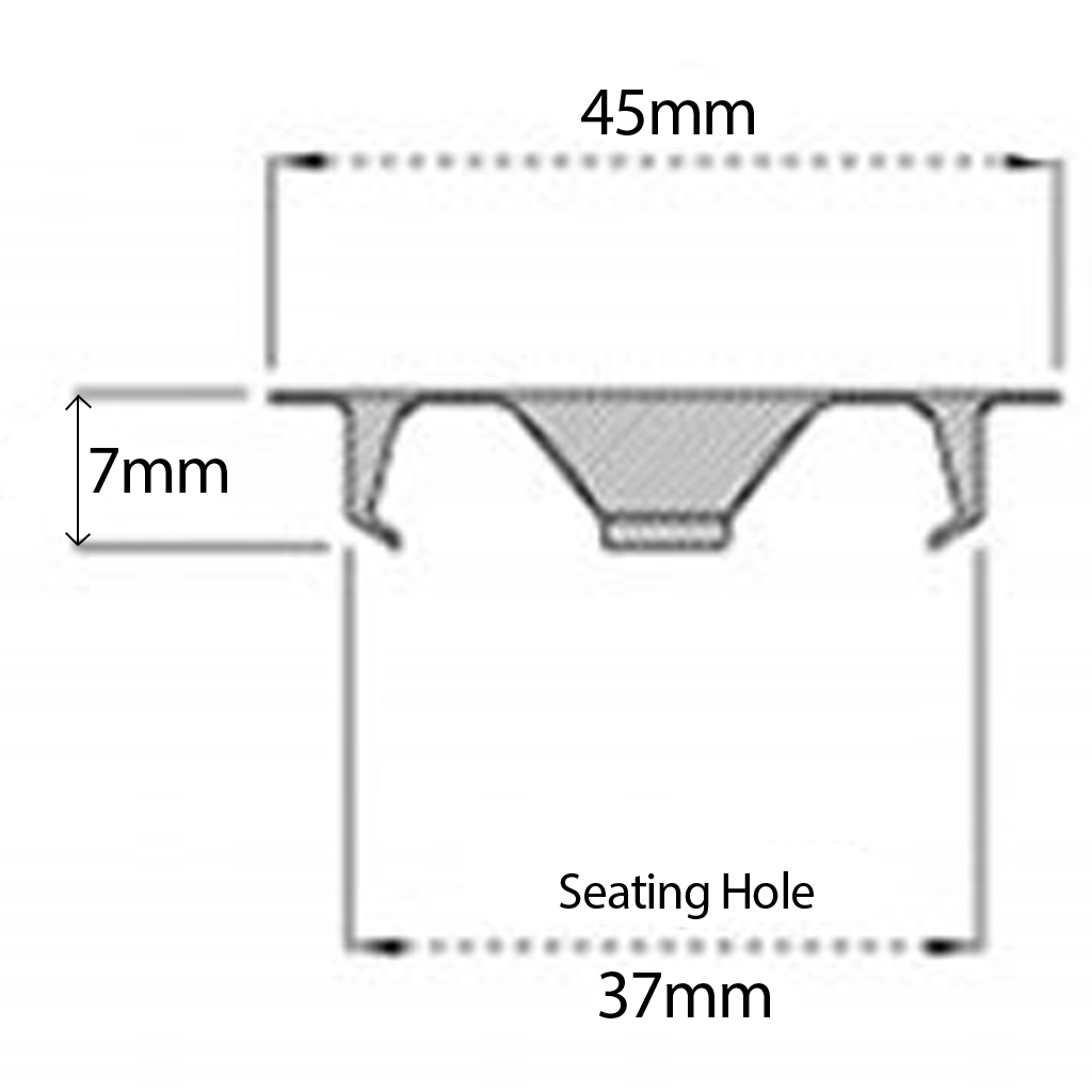 SPRING RETAINING CLIP for 22mm 'DROP-IN' B. T. U. Drawing with Dimensions