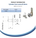 Cylinder cam lock (20mm thread length) Spec Sheet