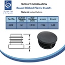 Plastic round insert 50mm (1.0/2.5mm) Spec Sheet