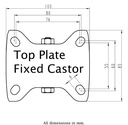 300SS series 125mm stainless steel fixed top plate 100x85mm - Plate drawing