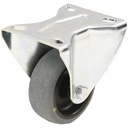 300 series 100mm fixed top plate 100x84mm castor with electrically conductive grey thermoplastic rubber on polypropylene centre plain bearing wheel 70kg