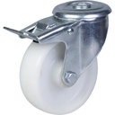 300 series 100mm swivel/brake bolt hole 10,5mm castor with polypropylene roller bearing wheel 150kg