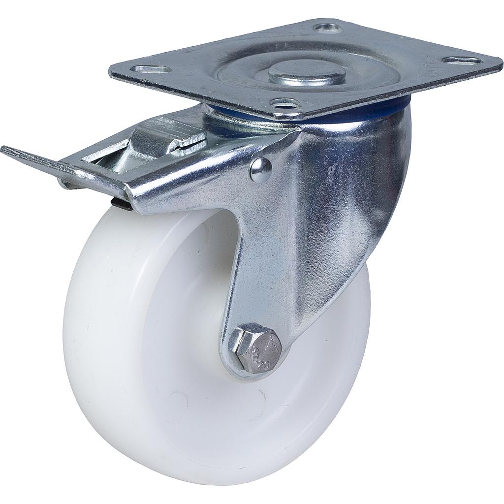 300 series 100mm swivel/brake top plate 100x80mm castor with polypropylene roller bearing wheel 150kg