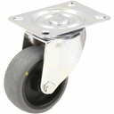 300 series 125mm swivel top plate 100x80mm castor with electrically conductive grey thermoplastic rubber on polypropylene centre plain bearing wheel 80kg