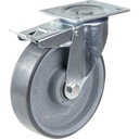 300 series 160mm swivel/brake top plate 140x110mm castor with POTH electrically conductive grey polyurethane on nylon centre ball bearing wheel 300kg