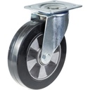 300 series 152mm swivel top plate 140x110mm castor with black elastic rubber on aluminium centre ball bearing wheel 330kg