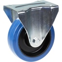 300 series 160mm fixed top plate 146x107mm castor with blue elastic rubber on nylon centre roller bearing wheel 350kg