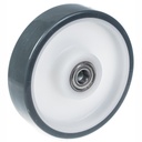 Wheel series 200mm BLUE/GREY polyurethane on polypropylene centre 20mm bore hub length 58mm ball bearing 400kg