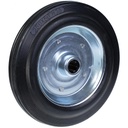 Wheel series 250mm black rubber on pressed steel centre 25mm bore hub length 57mm roller bearing 210kg