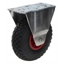 HXP series 3.00x4 fixed top plate 230x130mm castor with black pneumatic block patterned rubber tyre on red plastic centre plain bearing wheel 150kg