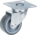 100 series 50mm swivel top plate 60x60mm castor with grey thermoplastic rubber on polypropylene centre plain bearing wheel 40kg