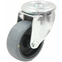 300 series 80mm swivel bolt hole 10,5mm castor with electrically conductive grey thermoplastic rubber on polypropylene centre plain bearing wheel 65kg