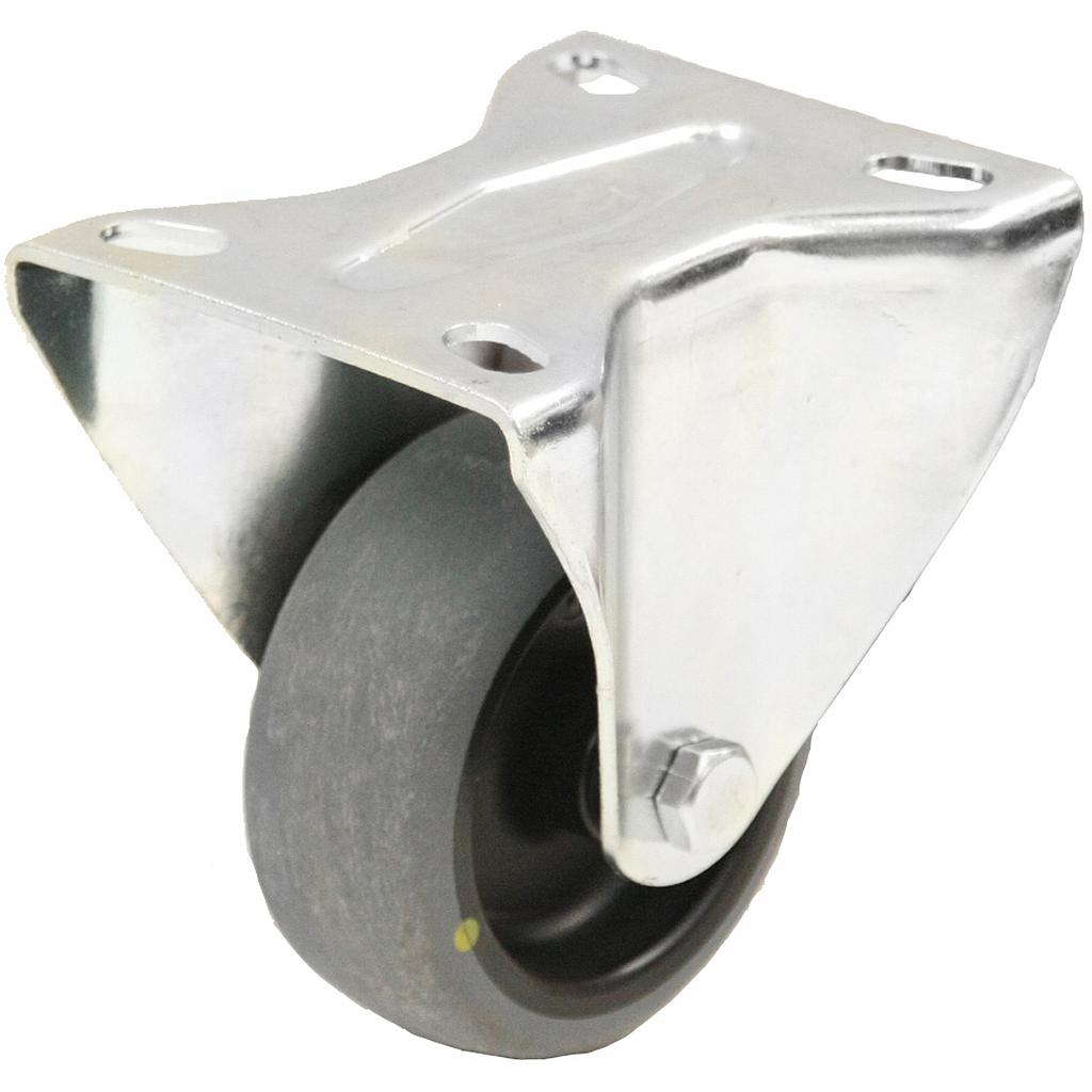 300 series 80mm fixed top plate 100x84mm castor with electrically conductive grey thermoplastic rubber on polypropylene centre plain bearing wheel 65kg