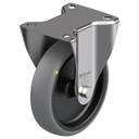 300SS series 125mm stainless steel fixed top plate 100x85mm castor with electrically conductive grey thermoplastic rubber on polypropylene centre plain bearing wheel 80kg