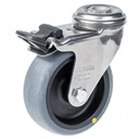 100SS series 75mm stainless steel swivel/brake bolt hole 11mm castor with electrically conductive grey thermoplastic rubber on polypropylene centre plain bearing wheel 50kg