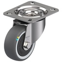 300SS series 80mm stainless steel swivel top plate 100x85mm castor with electrically conductive grey polyurethane on nylon centre additional sealed single ball bearing wheel 100kg