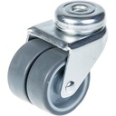 100 series 2x50mm swivel bolt hole 10mm castor with grey thermoplastic rubber on polypropylene centre plain bearing wheels 70kg