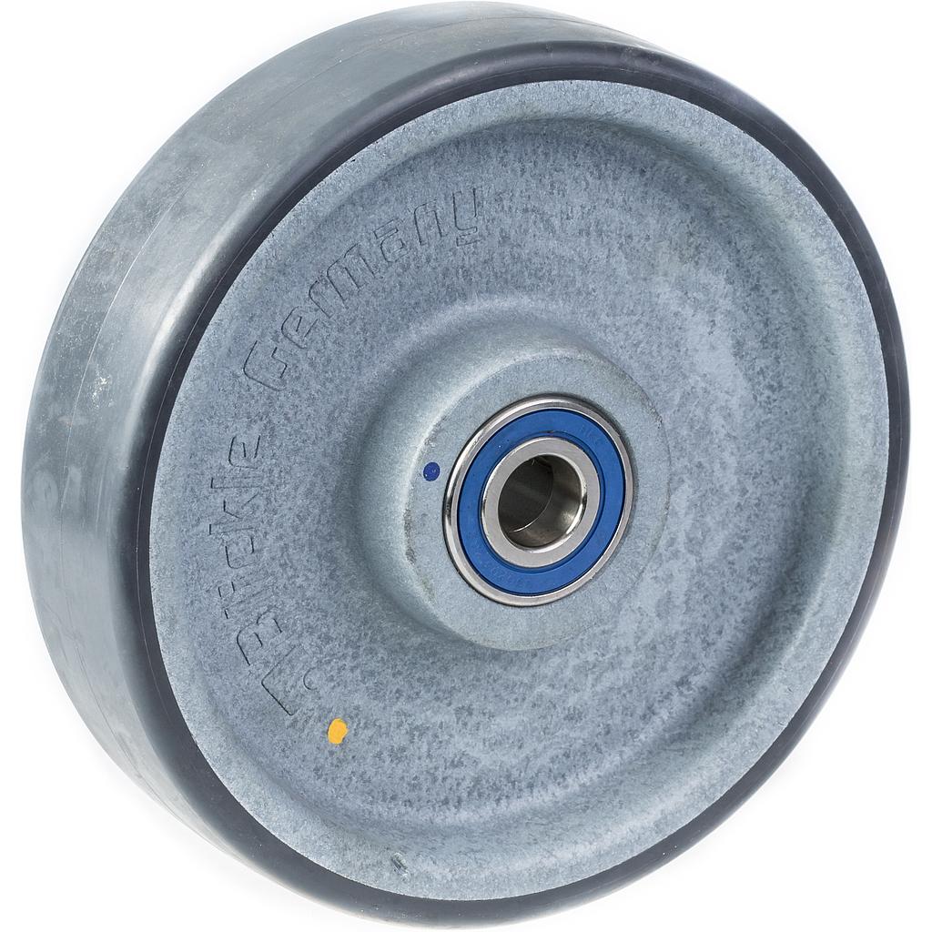 Wheel series 160mm POTH electrically conductive grey polyurethane on nylon centre 20mm bore hub length 60mm stainless steel ball bearing 360kg