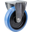 300SS series 200mm stainless steel fixed  top plate 138x116mm castor with blue elastic rubber on nylon centre stainless steel roller bearing wheel 300kg