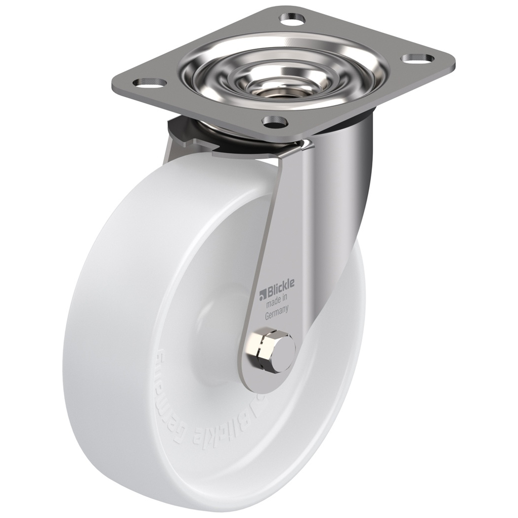 300SS series 125mm stainless steel swivel top plate 100x85mm castor with nylon plain bearing wheel 150kg