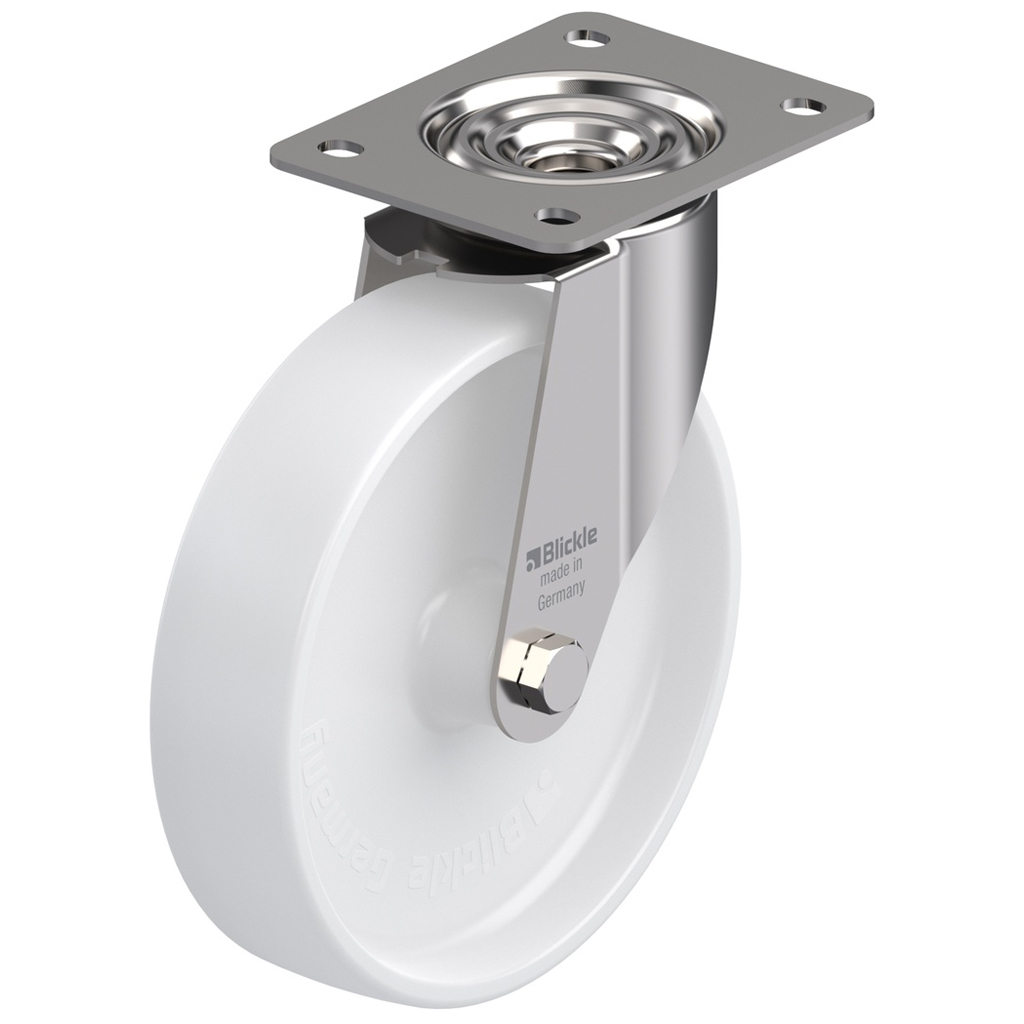 300SS series 200mm stainless steel swivel top plate 140x110mm castor with nylon plain bearing wheel 300kg