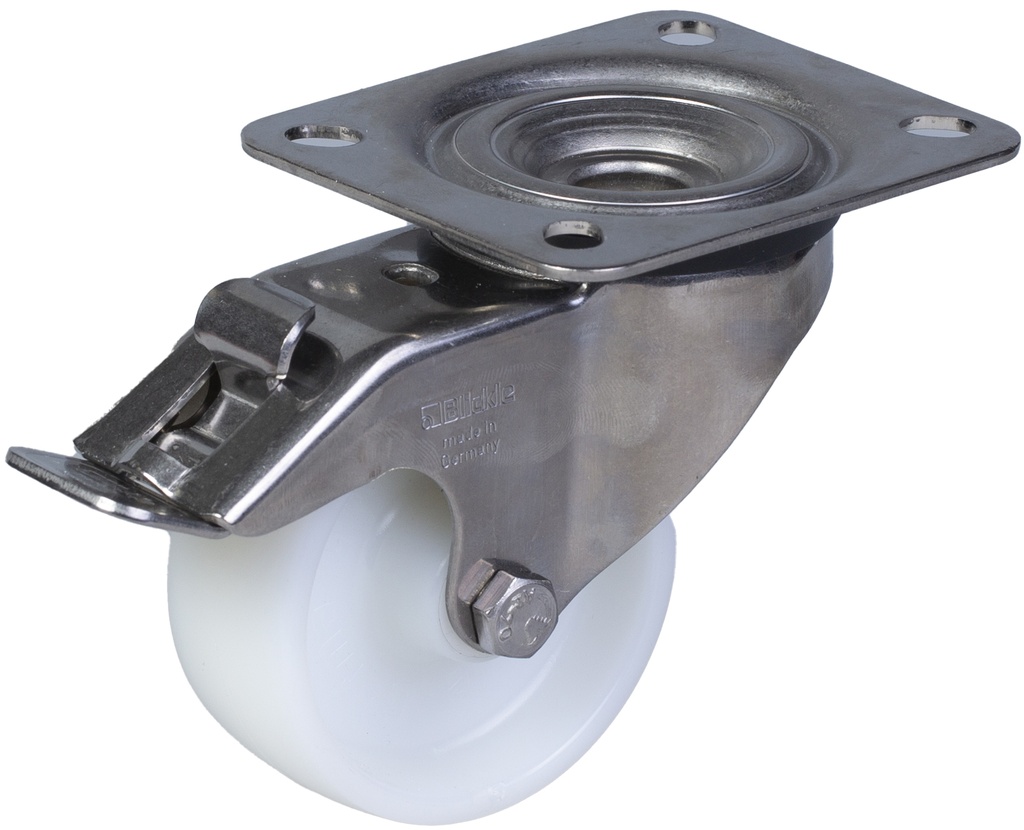 300SS series 80mm stainless steel swivel/brake top plate 100x85mm castor with nylon plain bearing wheel 150kg