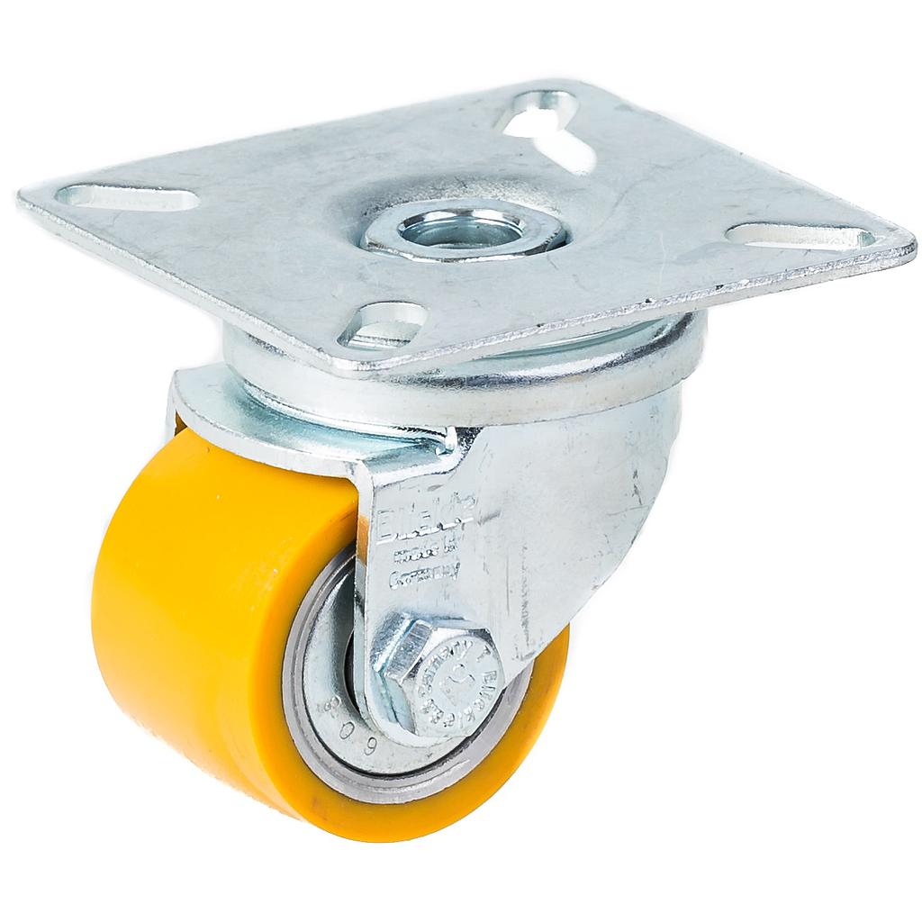 100 series 35mm swivel top plate 60x60mm castor with polyurethane on steel centre ball bearing wheel 100kg