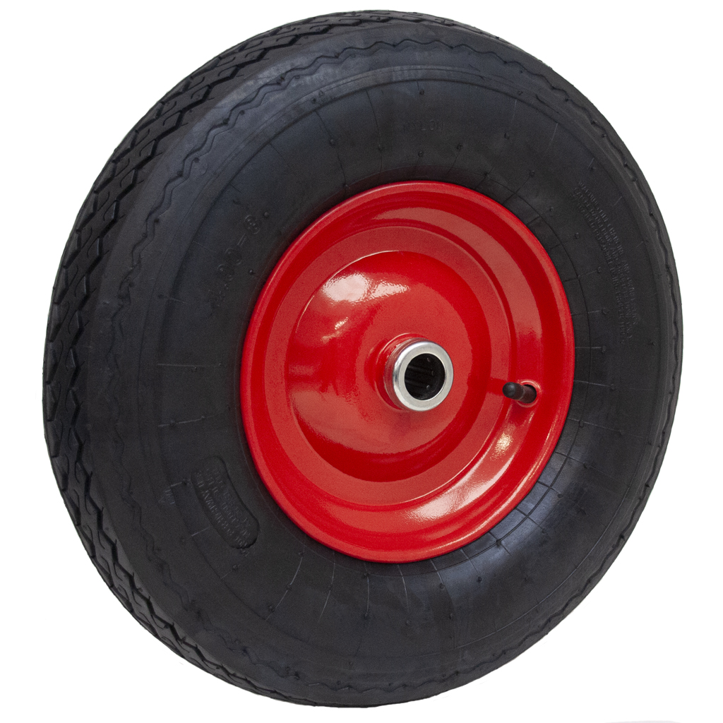 4.80/4.00x8 6ply red steel industrial pneumatic wheel 25x75mm roller bearing 250kg