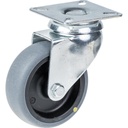 100 series 75mm swivel top plate 60x60mm castor with electrically conductive grey thermoplastic rubber on polypropylene centre plain bearing wheel 50kg