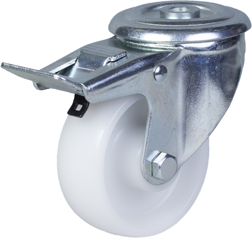 300 series 80mm swivel/brake bolt hole 10,5mm castor with polypropylene roller bearing wheel 120kg