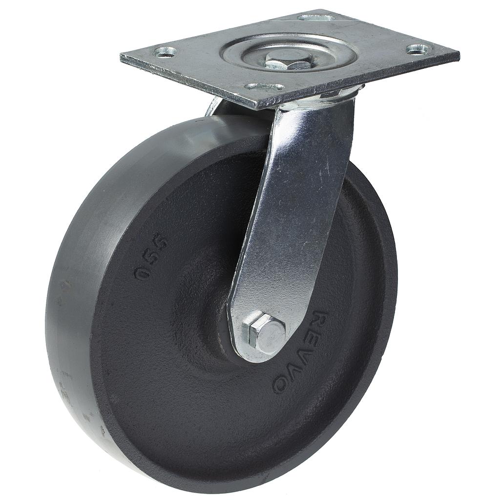 500 series 200mm swivel top plate 140x110mm castor with cast iron roller bearing wheel 500kg