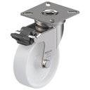 100SS series 75mm stainless steel swivel/brake top plate 60x60mm castor with nylon plain bearing wheel 75kg