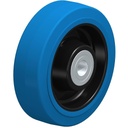 Wheel series 160mm blue elastic rubber on nylon centre 20mm bore hub length 60mm ball bearing 350kg