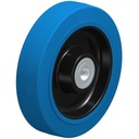 Wheel series 200mm blue elastic rubber on nylon centre 20mm bore hub length 60mm ball bearing 400kg