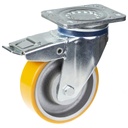 800 series 150mm swivel/brake top plate 135x110mm castor with polyurethane on cast iron centre ball bearing wheel 800kg