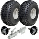 Set of 2 - 22x11.00-8 4ply WANDA P323 KNOBBY WHEEL 4/100 & Hub & Stub axle 4/100 M12 wheel bolt  35x35mm Hi speed with a SPP Swivel hitch 1700kg (off-road use)