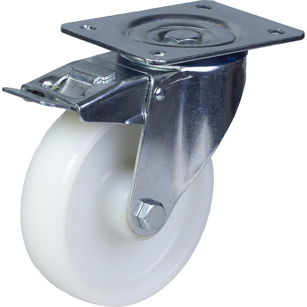 300 series 160mm swivel/brake top plate 140x110mm castor with nylon plain bearing wheel 300kg