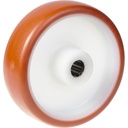 Wheel series 100mm RED/BROWN  polyurethane on nylon centre 12mm bore hub length 40mm roller bearing 150kg