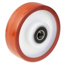 Wheel series 150mm RED/BROWN polyurethane on nylon centre 20mm bore hub length 58mm ball bearing 600kg