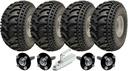 Kit of 4 - 22x11.00-8 P308 ATV tyre ON 4/100mm Rim with Hub & Stub axle 4/100 M12 wheel bolt  35x35mm hub & stub and 750kg Pressed hitch