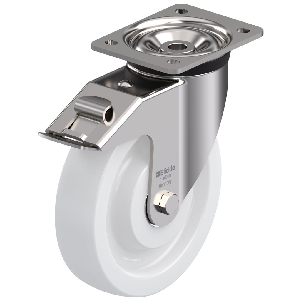 800SS series 200mm stainless steel swivel/brake top plate 140x110mm castor with nylon stainless steel ball bearings wheel 800kg