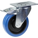 300 series 200mm swivel/brake top plate 140x110mm castor with blue elastic rubber on nylon centre ball bearing wheel 350kg