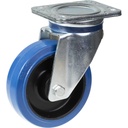 800 series 160mm swivel top plate 135x110mm castor with blue elastic rubber on nylon centre ball bearing wheel 350kg