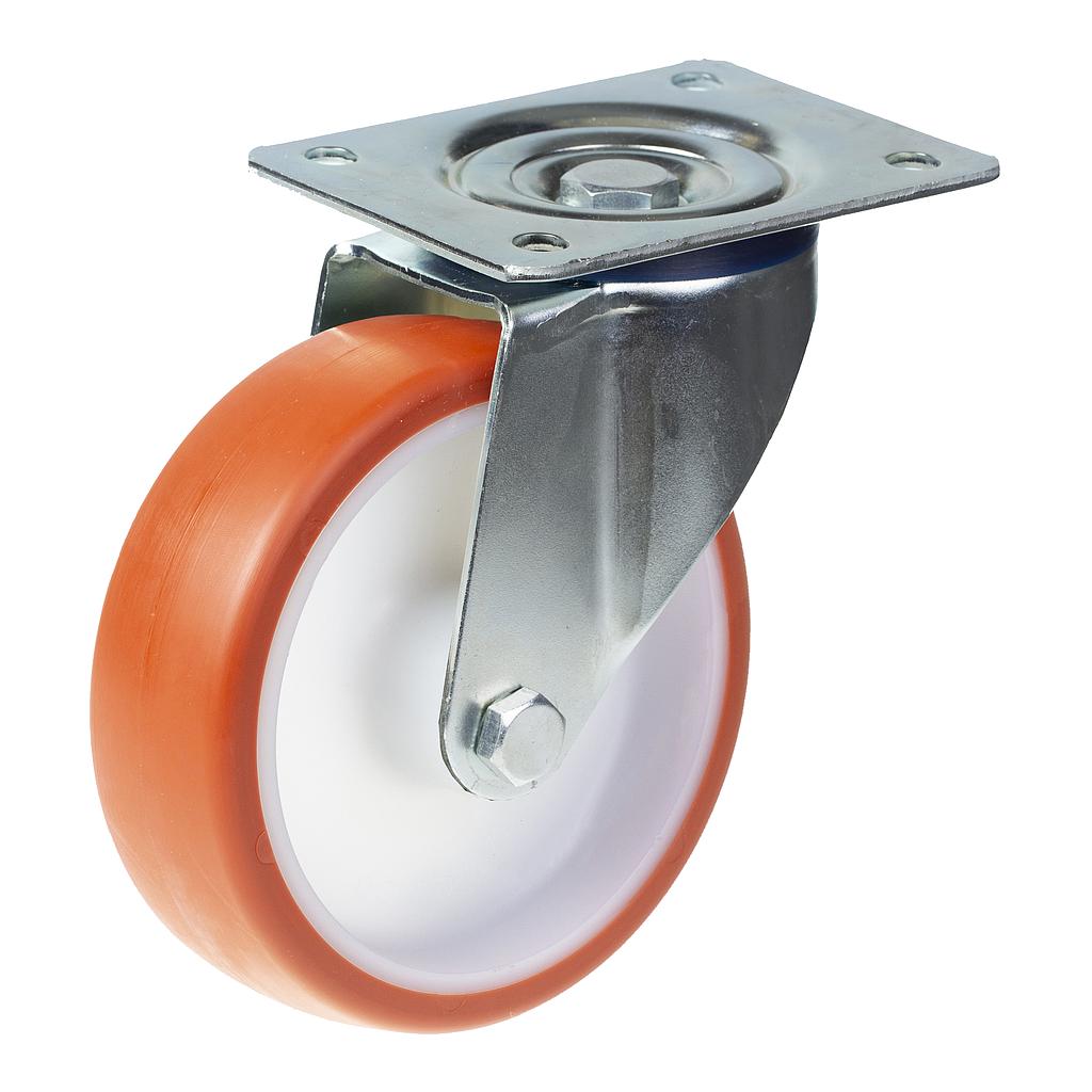 300 series 160mm swivel top plate 140x110mm castor with polyurethane on nylon centre plain bearing wheel 320kg