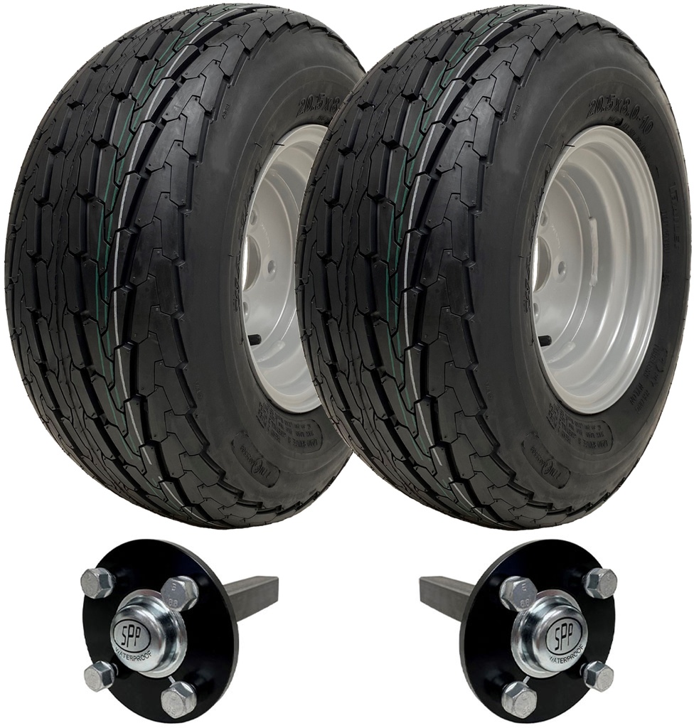 Trailer kit - 20.5x8.00-10 4ply TRAILER WHEEL 4/100 & Hub & Stub axle 4/100 M12 wheel bolt 35x35mm Hi speed